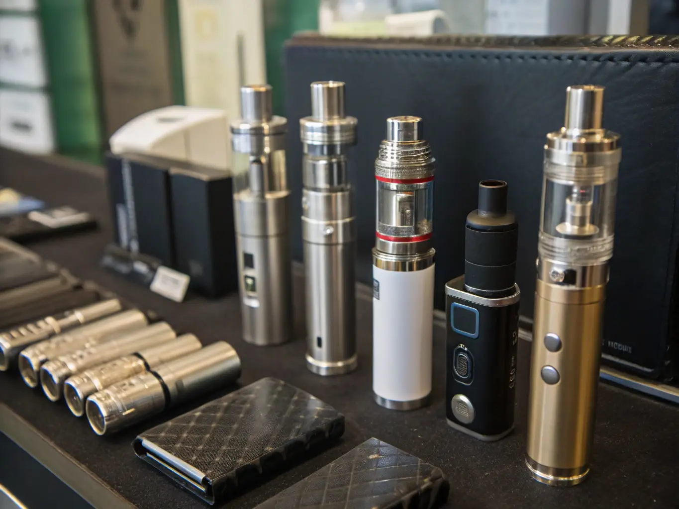 An array of essential vaping accessories, including coils, tanks, and batteries, neatly arranged to showcase their quality and functionality.