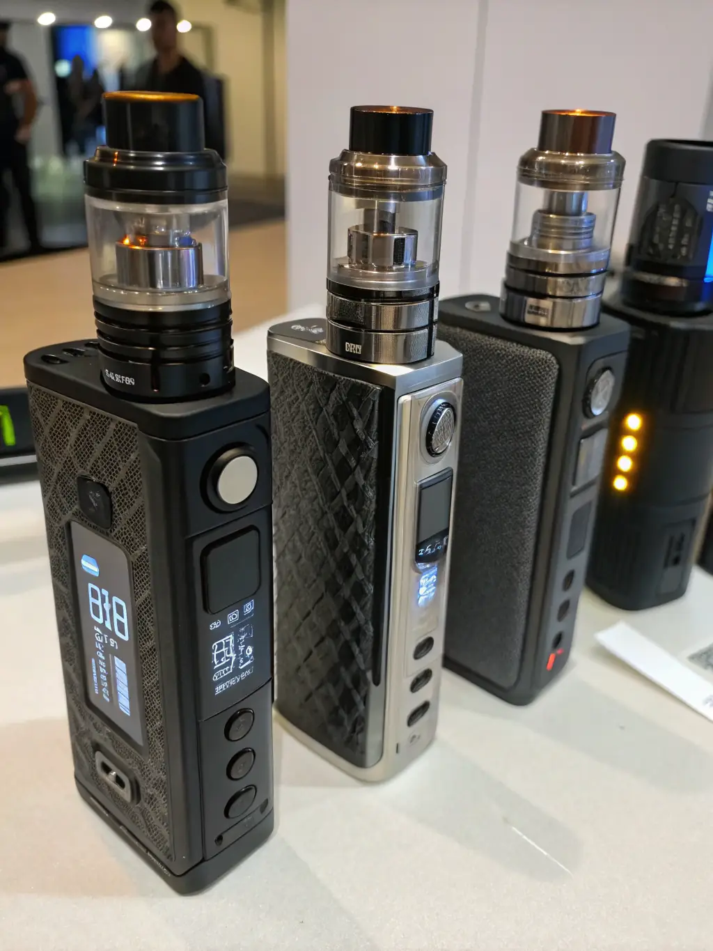 A selection of vape mods with different power settings and customizable features, catering to experienced vapers.